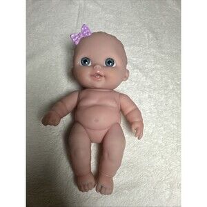 Berenguer 8 Inch Baby Doll Blue Eyes Brown Hair Lil Cutie Purple Bow